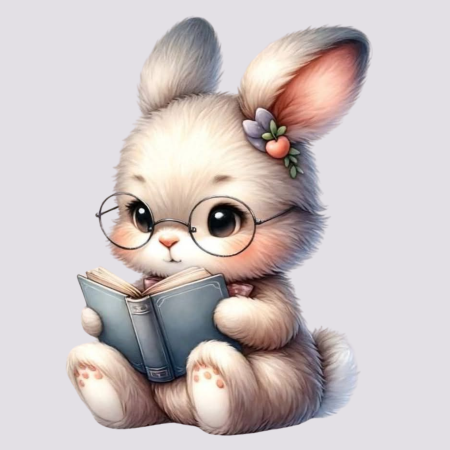 Pliego Mascotas - Conejo leyendo